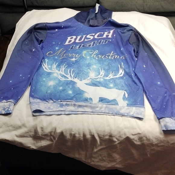 Busch Light men's oversized Medium Christmas hoodie - Picture 1 of 15